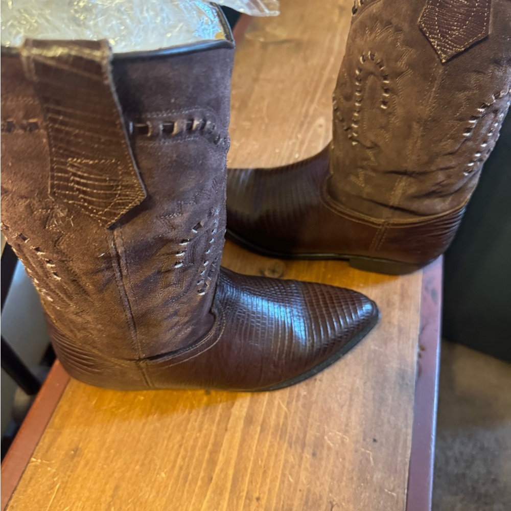 Seychelles Two-Tone Brown Heeled Western Boots - Picture 5 of 16